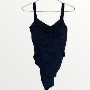Ivivva Black/Dark Gray Chevron Print Strappy One-piece Swimsuit Size Kids 14